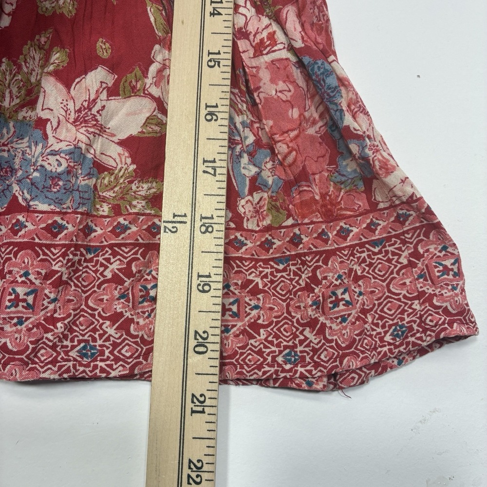 Magnolia Boutique Floral Babydoll Top Womens‎ Medium Red Boho v-neck  Casual - Picture 7 of 12